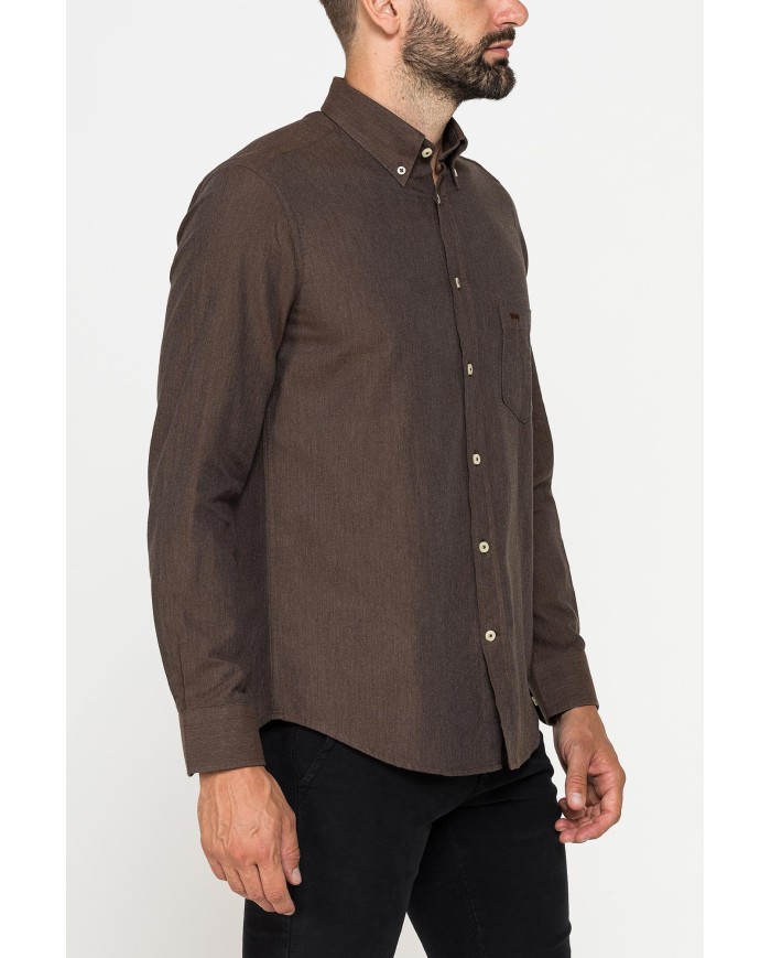 CAMICIA DI FLANELLA IN COLORI TINTA UNITA CON TASCHINO