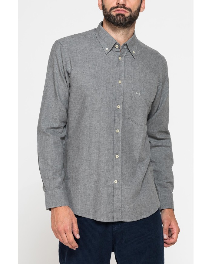 CAMICIA DI FLANELLA IN COLORI TINTA UNITA CON TASCHINO
