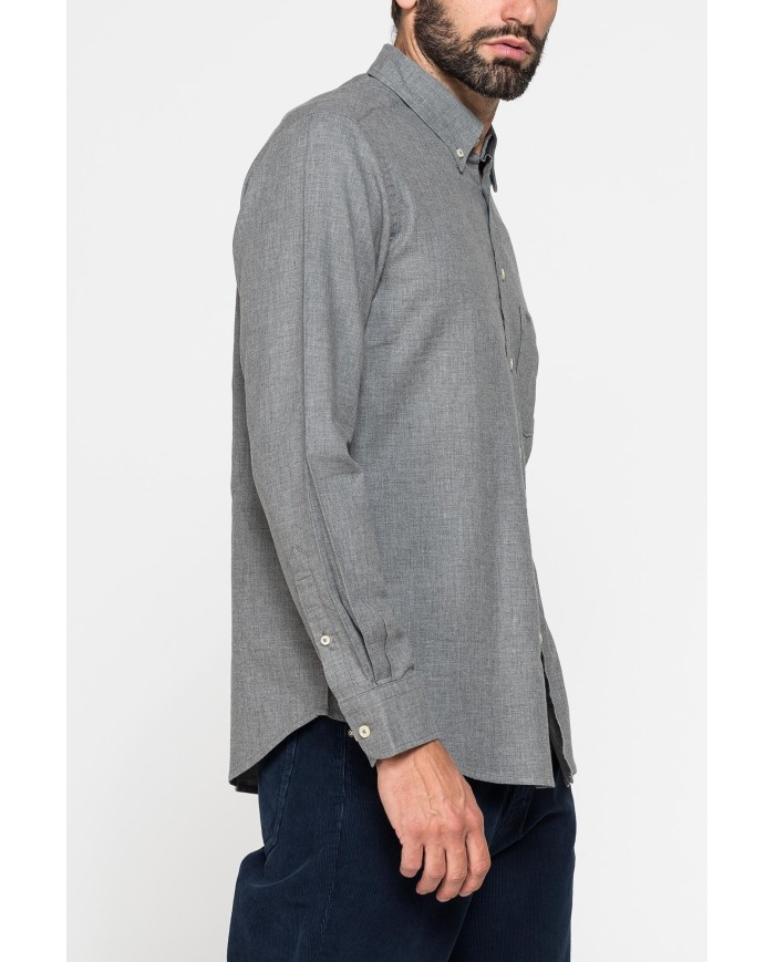 CAMICIA DI FLANELLA IN COLORI TINTA UNITA CON TASCHINO