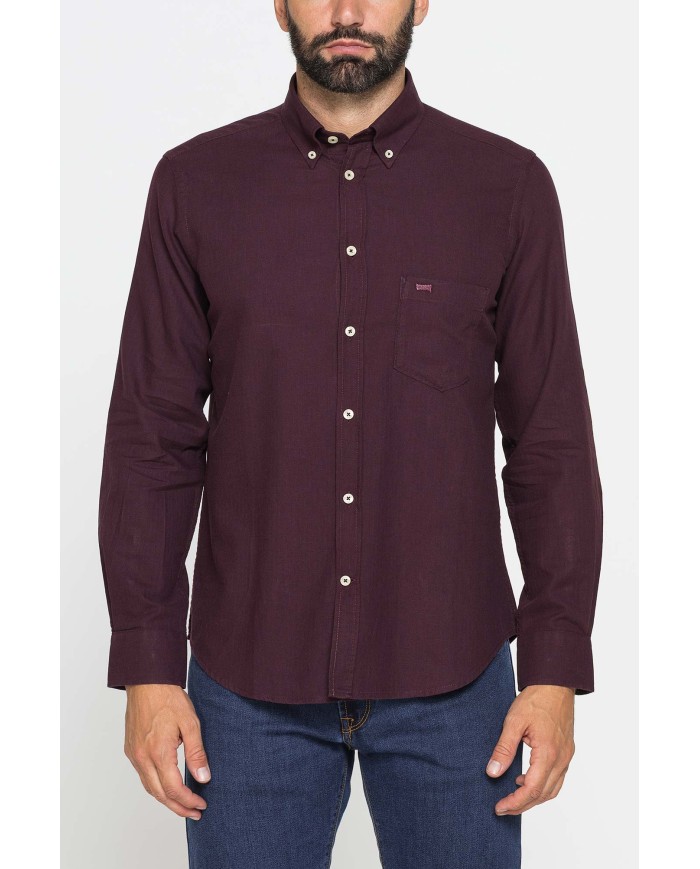 CAMICIA DI FLANELLA IN COLORI TINTA UNITA CON TASCHINO