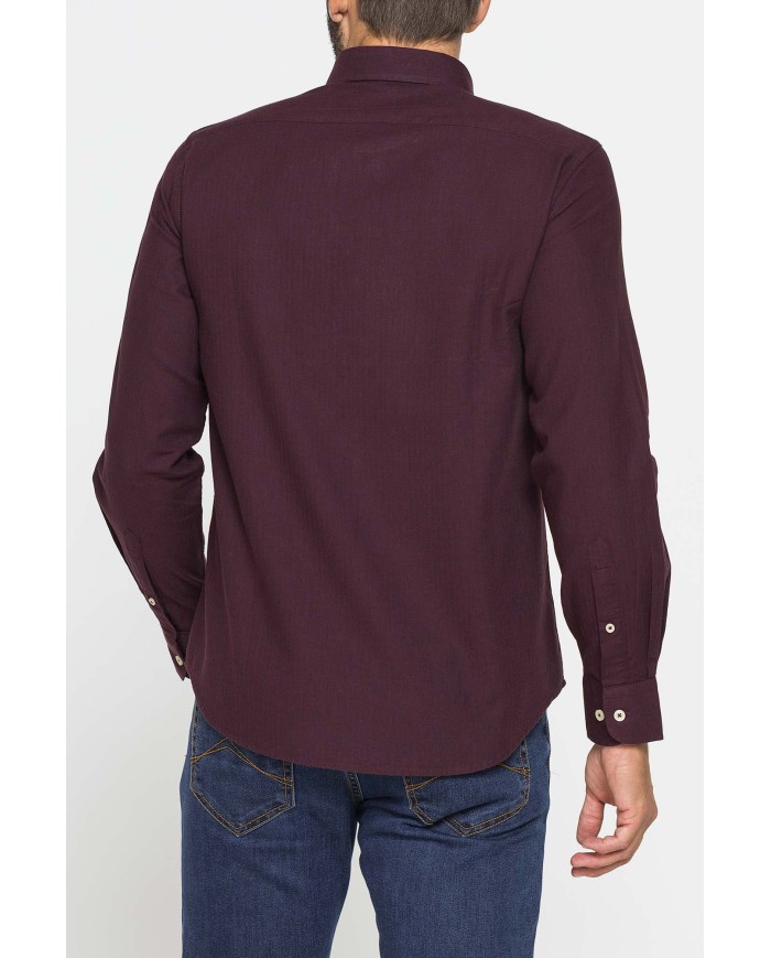 CAMICIA DI FLANELLA IN COLORI TINTA UNITA CON TASCHINO