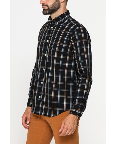 CAMICIA FANTASIA TINTO FILO CON COLLO BUTTON-DOWN