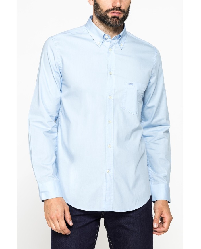 CAMICIA FANTASIA TINTO FILO CON COLLO BUTTON-DOWN