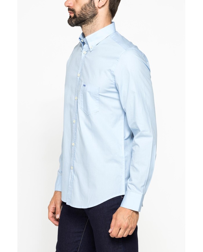 CAMICIA FANTASIA TINTO FILO CON COLLO BUTTON-DOWN