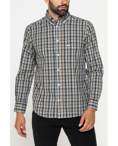 CAMICIA FANTASIA TINTO FILO CON COLLO BUTTON-DOWN