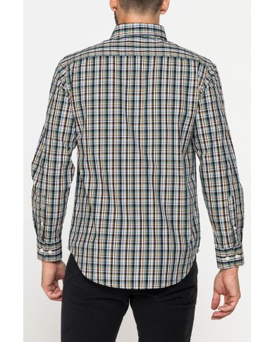 CAMICIA FANTASIA TINTO FILO CON COLLO BUTTON-DOWN