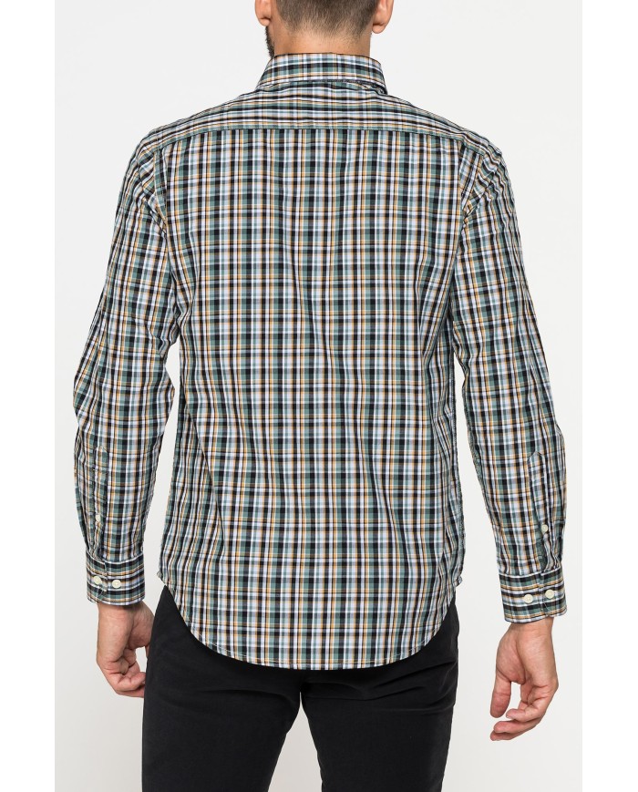 CAMICIA FANTASIA TINTO FILO CON COLLO BUTTON-DOWN