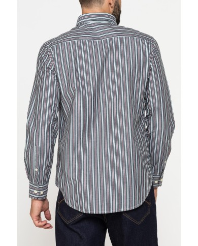 CAMICIA FANTASIA TINTO FILO CON COLLO BUTTON-DOWN