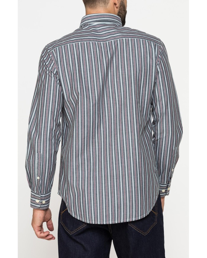 CAMICIA FANTASIA TINTO FILO CON COLLO BUTTON-DOWN