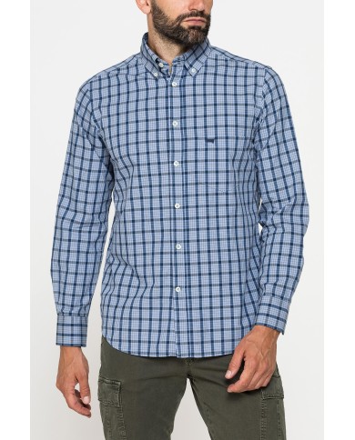 CAMICIA FANTASIA TINTO FILO CON COLLO BUTTON-DOWN