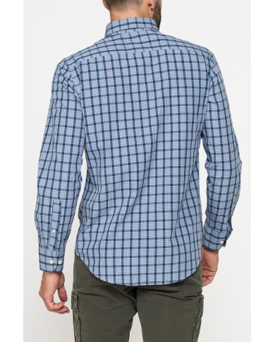 CAMICIA FANTASIA TINTO FILO CON COLLO BUTTON-DOWN