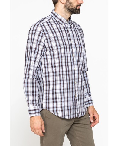 CAMICIA FANTASIA TINTO FILO CON COLLO BUTTON-DOWN