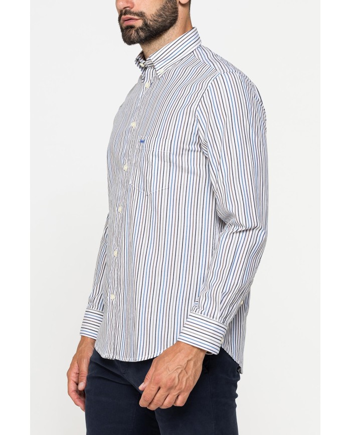 CAMICIA FANTASIA TINTO FILO CON COLLO BUTTON-DOWN