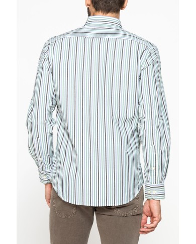 CAMICIA FANTASIA TINTO FILO CON COLLO BUTTON-DOWN