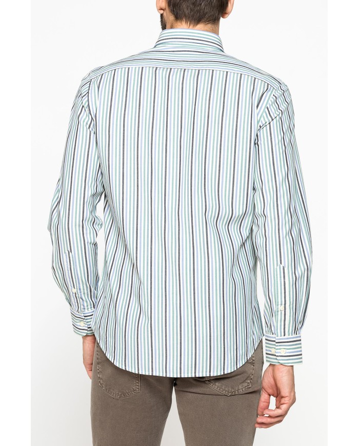 CAMICIA FANTASIA TINTO FILO CON COLLO BUTTON-DOWN