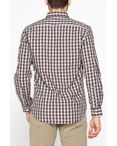 CAMICIA FANTASIA TINTO FILO CON COLLO BUTTON-DOWN