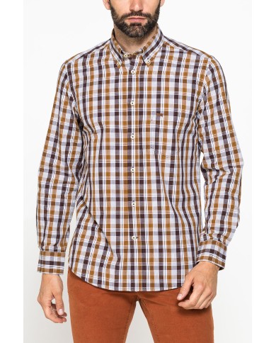 CAMICIA FANTASIA TINTO FILO CON COLLO BUTTON-DOWN