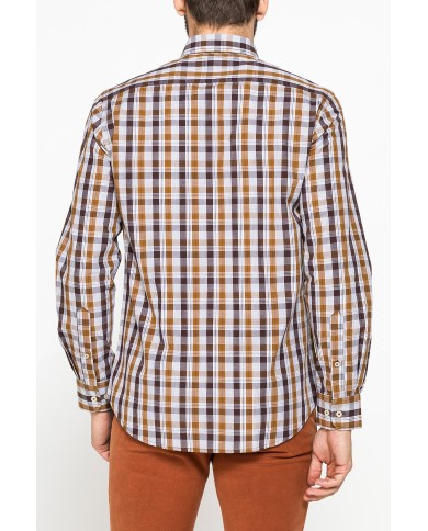 CAMICIA FANTASIA TINTO FILO CON COLLO BUTTON-DOWN