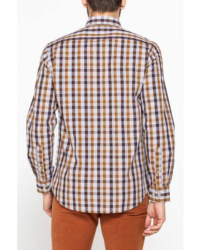 CAMICIA FANTASIA TINTO FILO CON COLLO BUTTON-DOWN