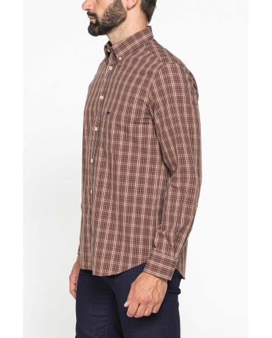 CAMICIA FANTASIA TINTO FILO CON COLLO BUTTON-DOWN