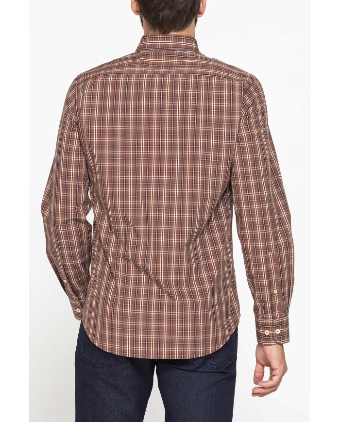 CAMICIA FANTASIA TINTO FILO CON COLLO BUTTON-DOWN