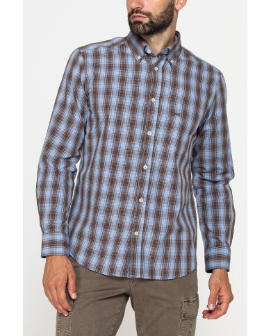 CAMICIA FANTASIA TINTO FILO CON COLLO BUTTON-DOWN