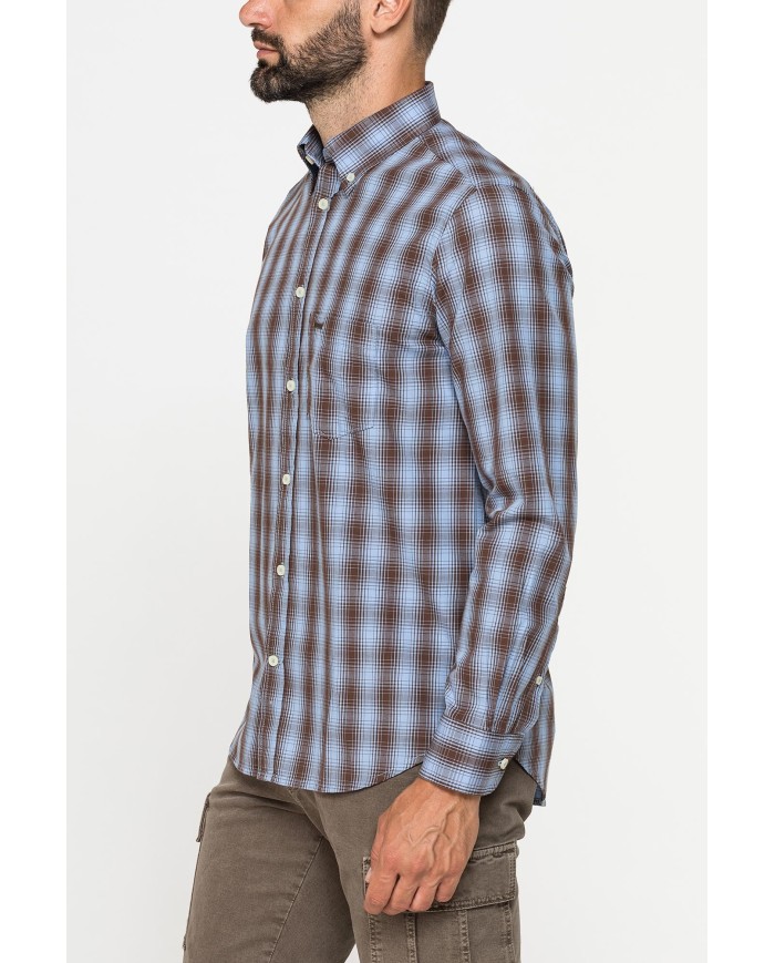 CAMICIA FANTASIA TINTO FILO CON COLLO BUTTON-DOWN