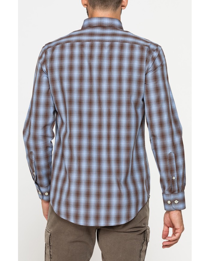 CAMICIA FANTASIA TINTO FILO CON COLLO BUTTON-DOWN