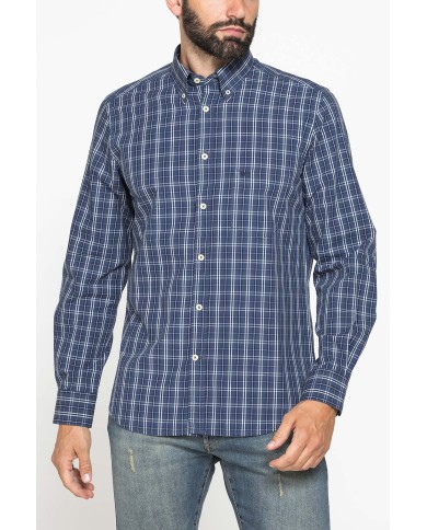 CAMICIA FANTASIA TINTO FILO CON COLLO BUTTON-DOWN