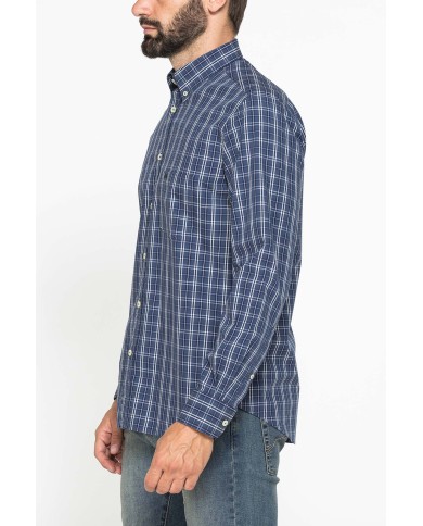 CAMICIA FANTASIA TINTO FILO CON COLLO BUTTON-DOWN