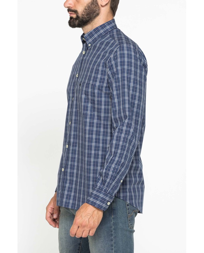 CAMICIA FANTASIA TINTO FILO CON COLLO BUTTON-DOWN