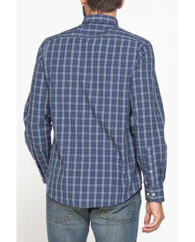 CAMICIA FANTASIA TINTO FILO CON COLLO BUTTON-DOWN