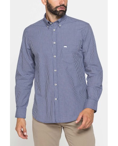 CAMICIA FANTASIA TINTO FILO CON COLLO BUTTON-DOWN