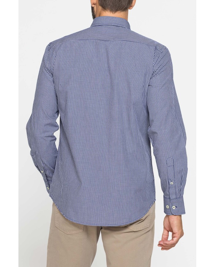 CAMICIA FANTASIA TINTO FILO CON COLLO BUTTON-DOWN