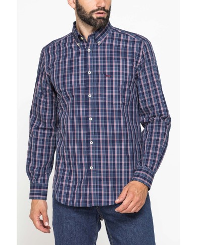 CAMICIA FANTASIA TINTO FILO CON COLLO BUTTON-DOWN