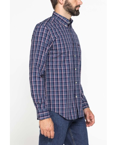 CAMICIA FANTASIA TINTO FILO CON COLLO BUTTON-DOWN