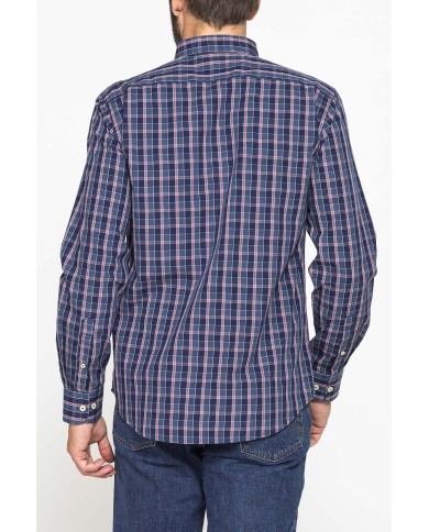 CAMICIA FANTASIA TINTO FILO CON COLLO BUTTON-DOWN