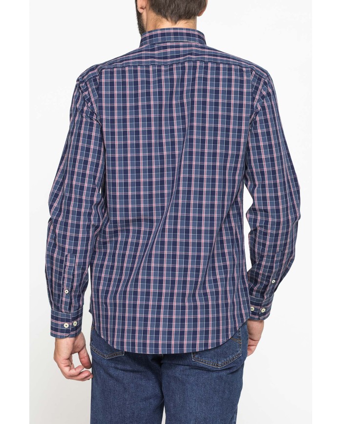 CAMICIA FANTASIA TINTO FILO CON COLLO BUTTON-DOWN