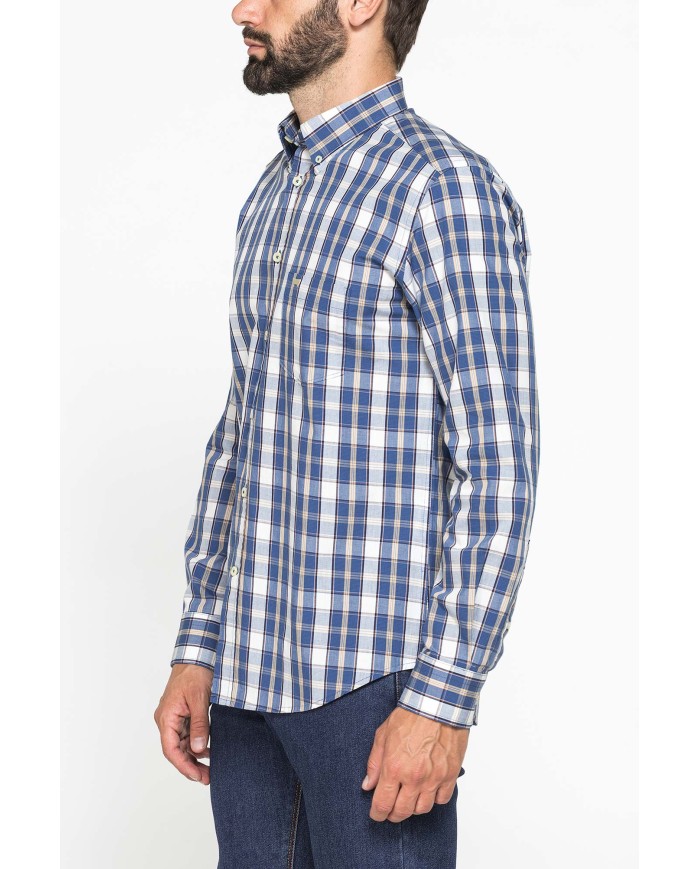 CAMICIA FANTASIA TINTO FILO CON COLLO BUTTON-DOWN