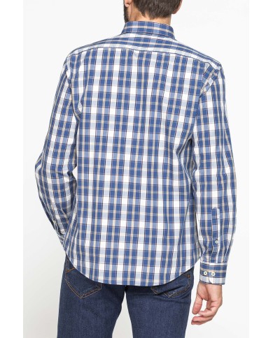 CAMICIA FANTASIA TINTO FILO CON COLLO BUTTON-DOWN