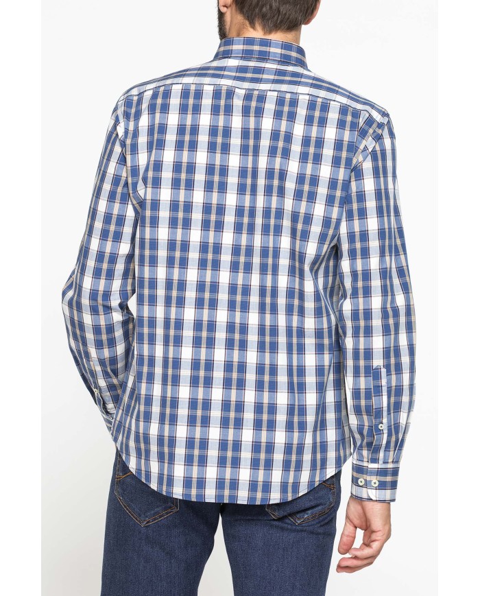 CAMICIA FANTASIA TINTO FILO CON COLLO BUTTON-DOWN