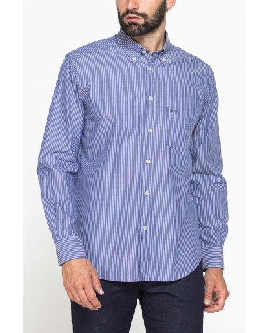 CAMICIA FANTASIA TINTO FILO CON COLLO BUTTON-DOWN