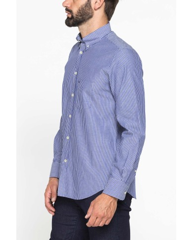 CAMICIA FANTASIA TINTO FILO CON COLLO BUTTON-DOWN