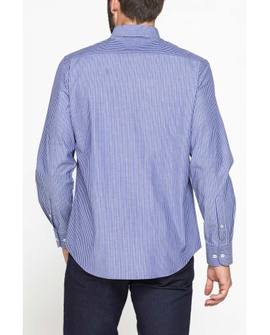 CAMICIA FANTASIA TINTO FILO CON COLLO BUTTON-DOWN