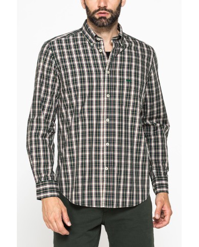 CAMICIA FANTASIA TINTO FILO CON COLLO BUTTON-DOWN