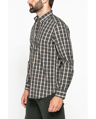 CAMICIA FANTASIA TINTO FILO CON COLLO BUTTON-DOWN