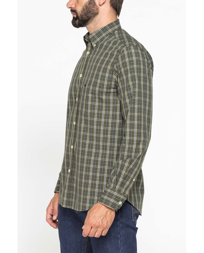 CAMICIA FANTASIA TINTO FILO CON COLLO BUTTON-DOWN