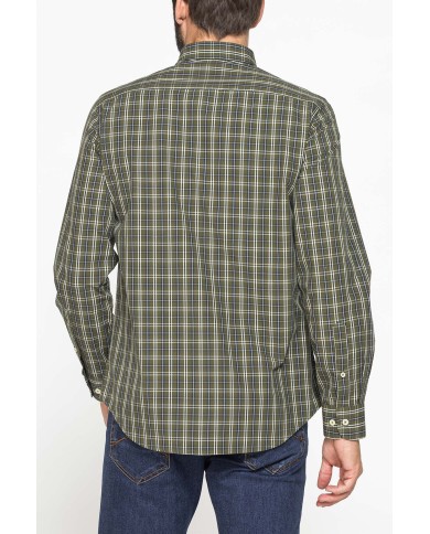 CAMICIA FANTASIA TINTO FILO CON COLLO BUTTON-DOWN