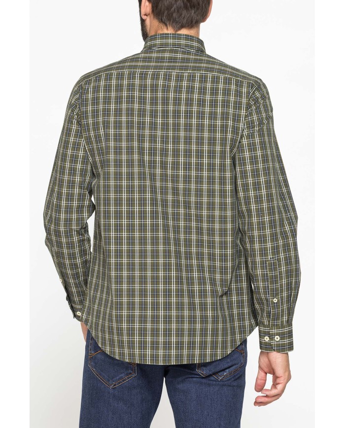 CAMICIA FANTASIA TINTO FILO CON COLLO BUTTON-DOWN