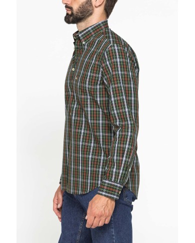 CAMICIA FANTASIA TINTO FILO CON COLLO BUTTON-DOWN